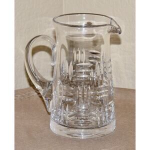 Tiffany & Co. Crystal Pitcher Crisscross Cut Discontinued 8" Tall Tankard Heavy